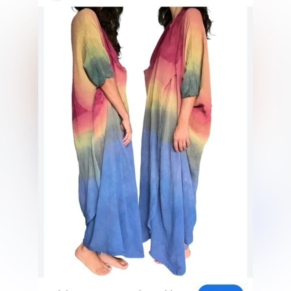 Lovestitch Bohemian Boho Hippie Kimono Tunic Duster Cardigan Colorful Tie-Dye